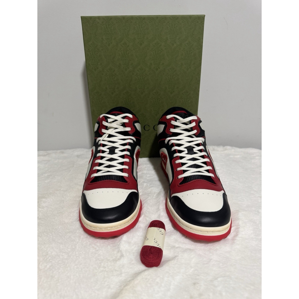 Gucci MAC80 High Leather Black/White/Red Sneakers Men Sz 10 (US 10.5) Authentic - Picture 2 of 5